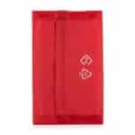 Red matte cross bottom bag bottom view