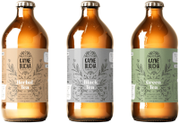 Custom product labels on 3 bottles