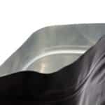 Black matte doypack opened close up