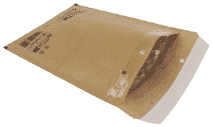 Brown paper bubble mailer opened