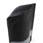 Recylable black matte doypack with window side view